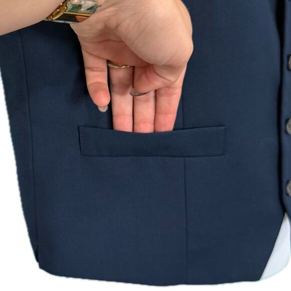 INC International Concepts Navy Blue Slim Fit Button Up Pockets Suit Vest size M - Picture 11 of 11